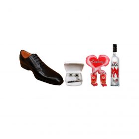 Paire de chaussures Hommes-Cuir Ciré + Magic Moments Vodka+ Pack boutons de manchettes offert